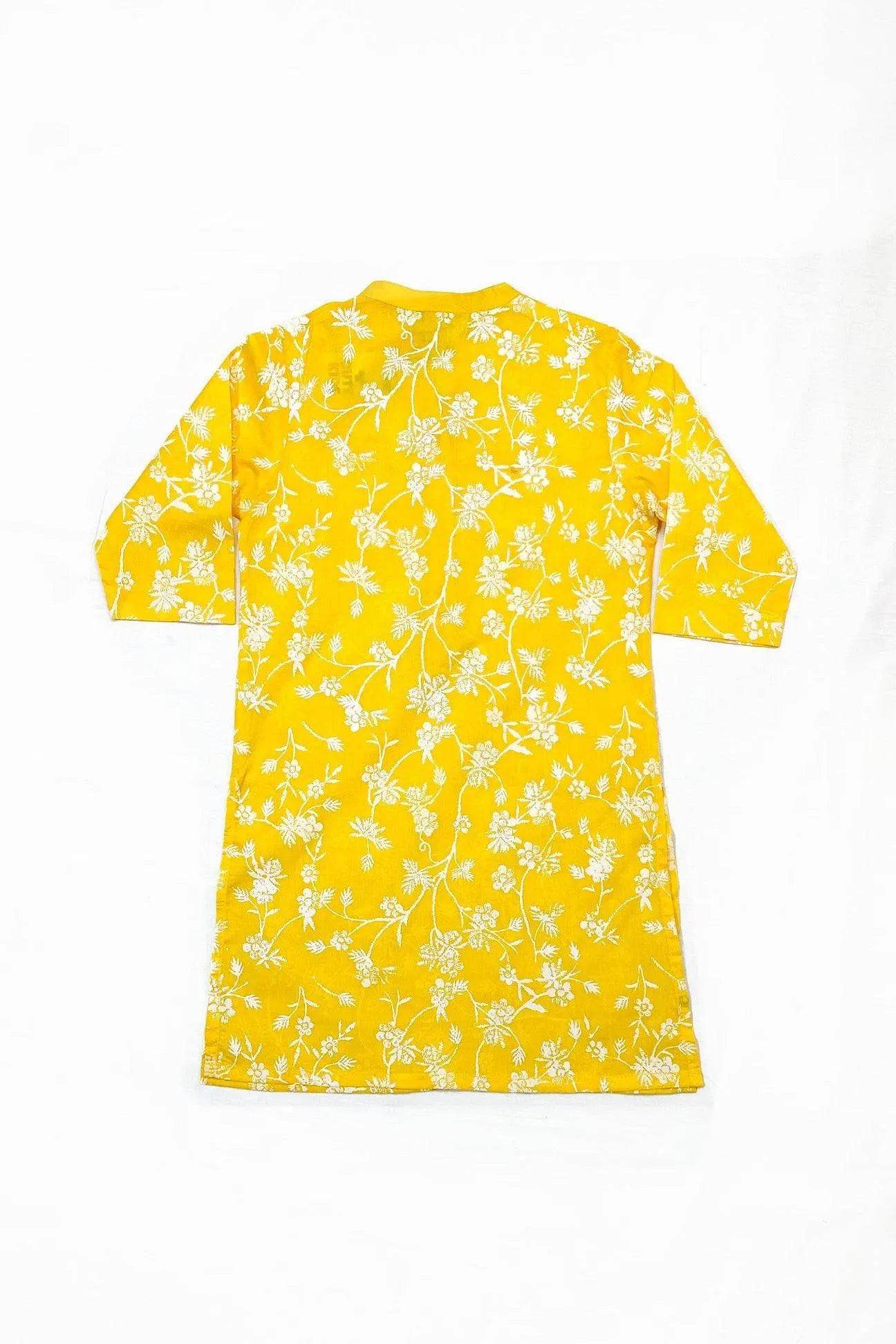 Girls Printed Kurti-Yellow - Cute Kids