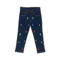 Girls Embroidery Denim Jeans - Dark Wash