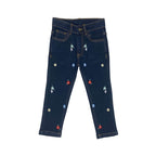 Girls Embroidery Jeans - Dark Shade