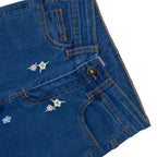 Girls Embroidery Denim Jeans - Mid Shade