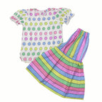 Girls Dots & Lines Co-ord Set  - Multi