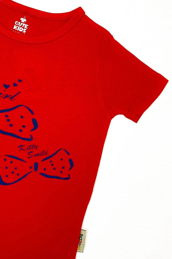 Girl Printed Top - Red - Cute Kids