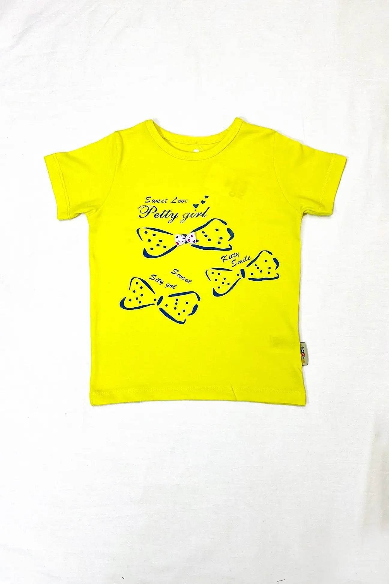 Girl Printed Top - Yellow - Cute Kids