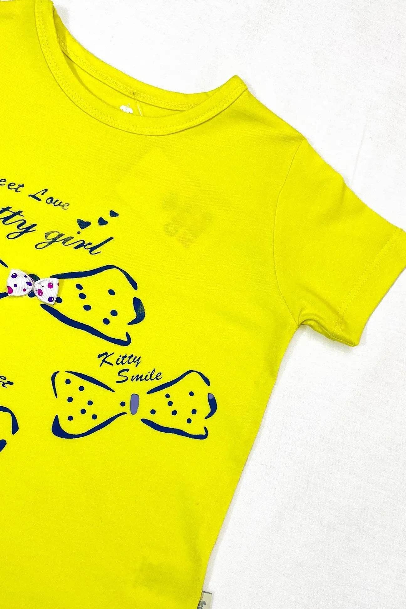 Girl Printed Top - Yellow - Cute Kids