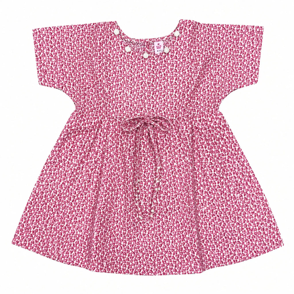 Girls Heart Printed Top - Red
