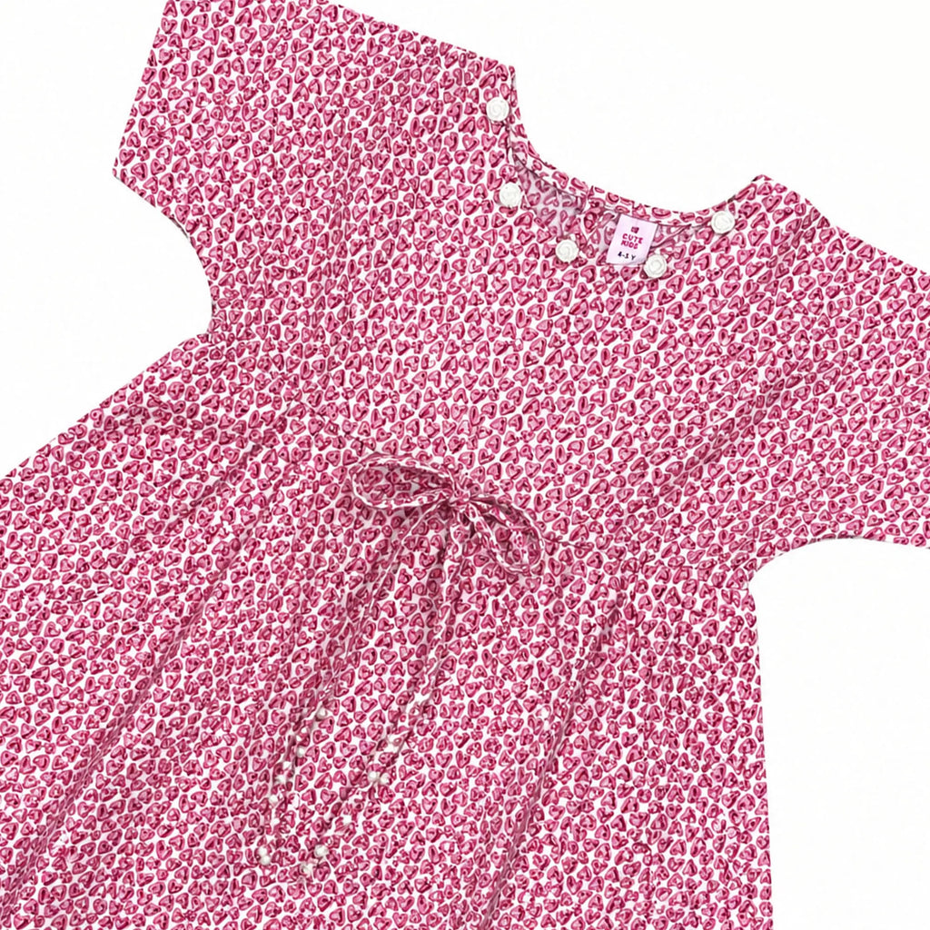 Girls Heart Printed Top - Red