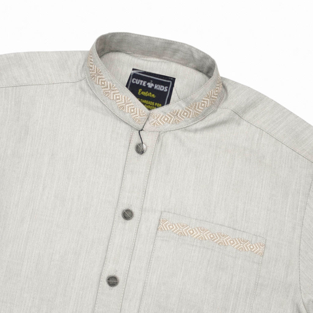 Boys Embroidered Shalwar Suits - Light Beige