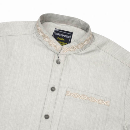 Boys Embroidered Shalwar Suits - Silver Grey