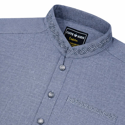 Boys Embroidered Shalwar Suits - Steel Grey