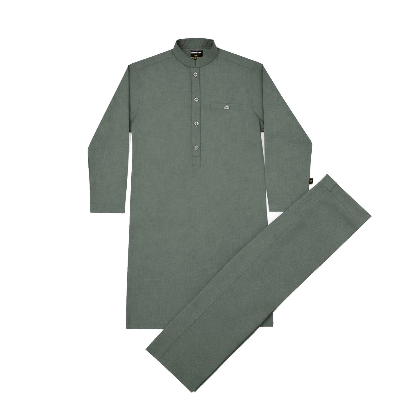 Boys Embroidered Shalwar Suits - Olive Green