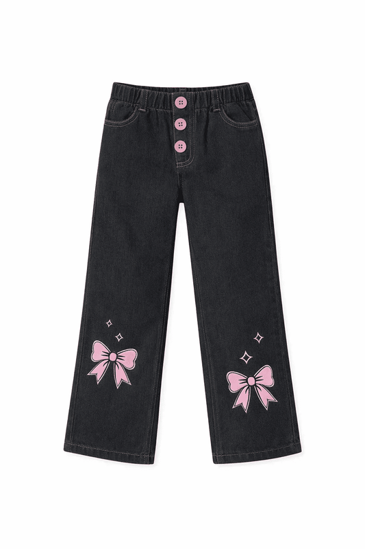 Girls Bow Wide-Leg Pants - Dark Shade