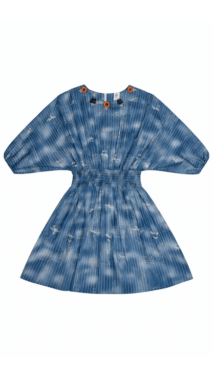 Girls Printed Frock - Blue