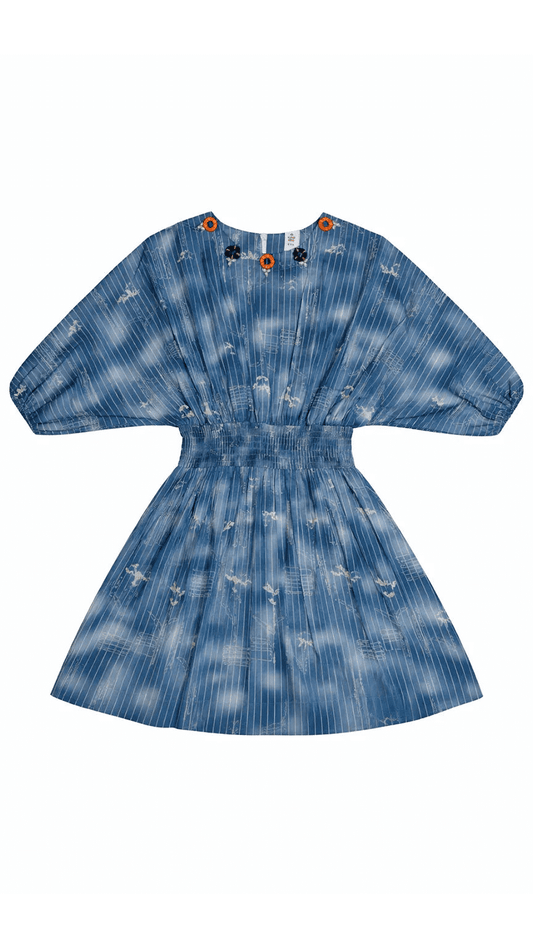 Girls Printed Frock - Blue