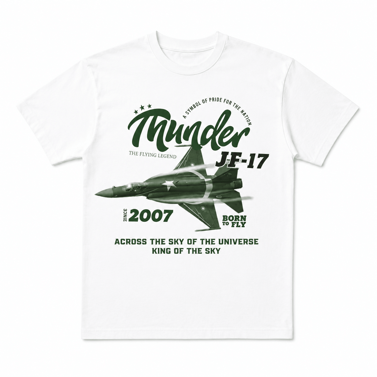 Unisex Thunder Jet JF-17 T-Shirt – White | Flying Legend Edition