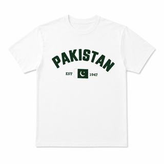 Unisex Pakistan EST. 1947 T-Shirt – White | Independence Day Edition