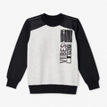 Boys “Good Vibes Only” Crewneck Sweatshirt – Black & Grey
