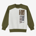 Boys “Good Vibes Only” Crewneck Sweatshirt – Olive & Grey