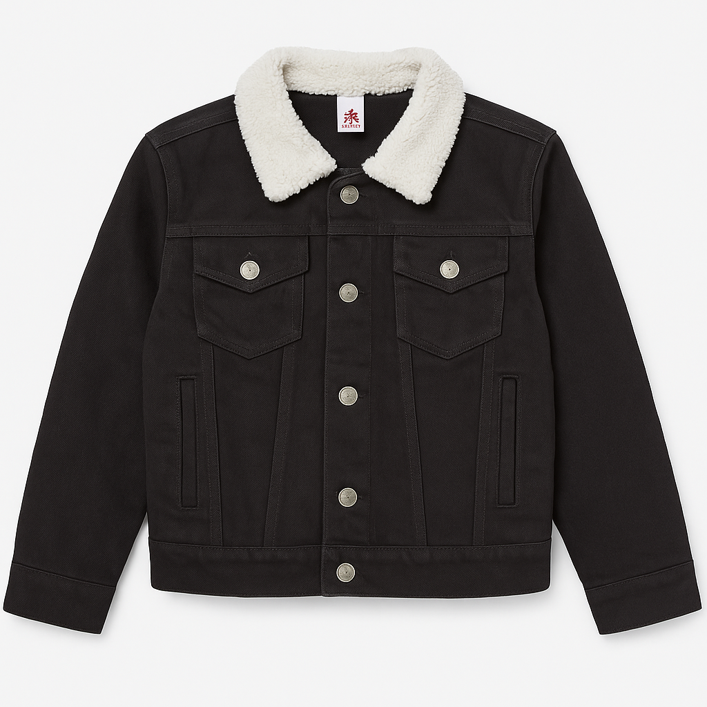 Denim Fur Jacket - Black