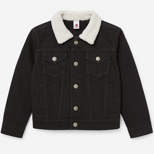 Denim Fur Jacket - Black