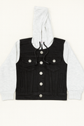 Denim Hooded Jacket - Black