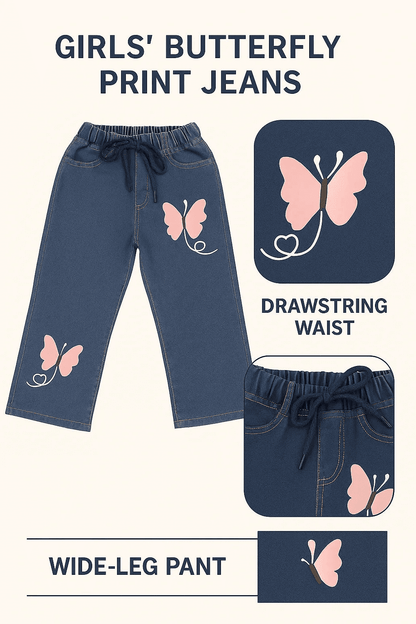 Butterfly Denim Pants - Mid Shade