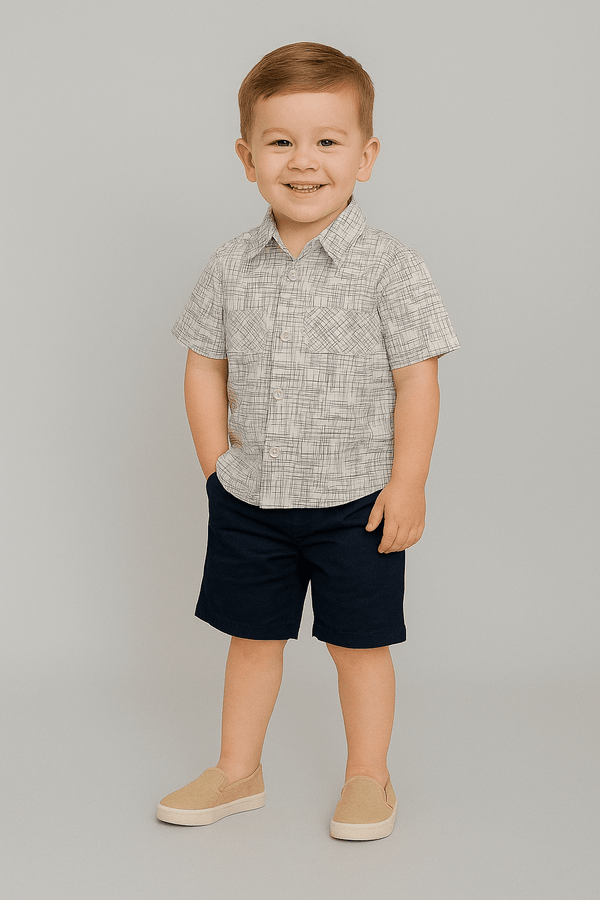 Boys 2 piece Suit - OFF-White&Blue - Cute Kids