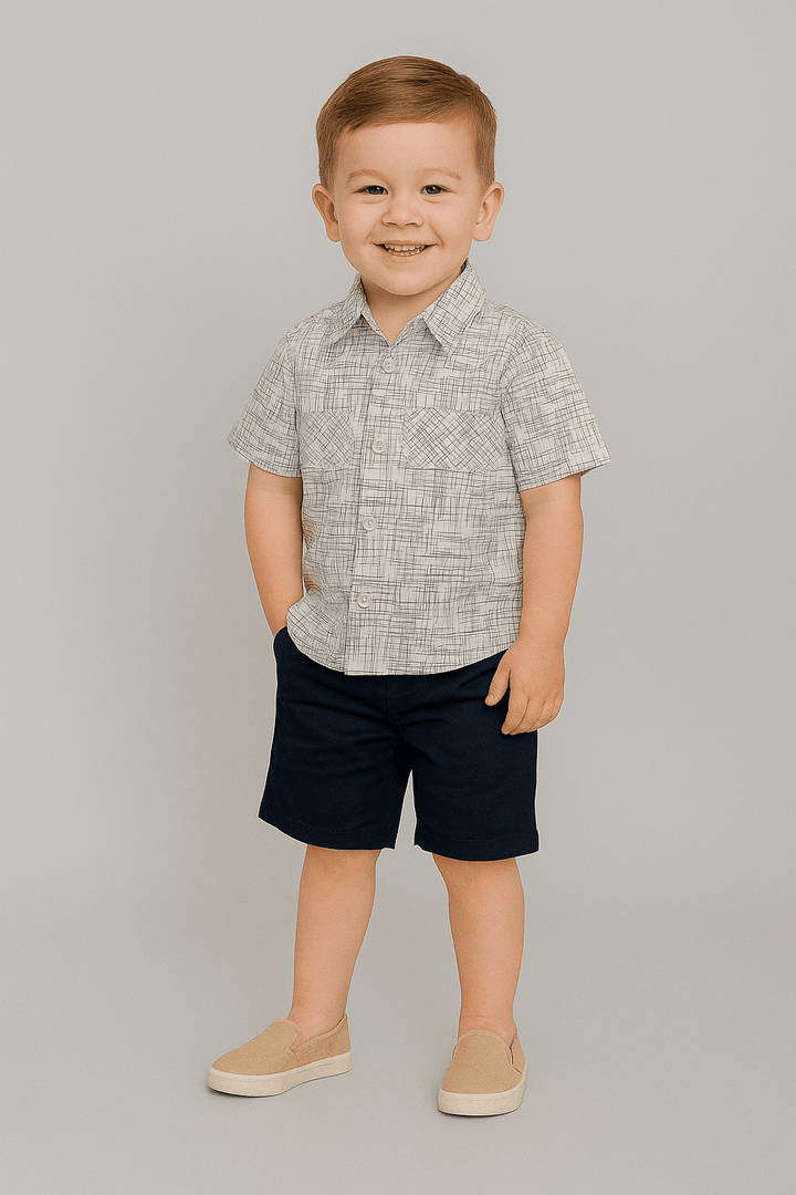 Boys 2 piece Suit - OFF-White&Blue - Cute Kids