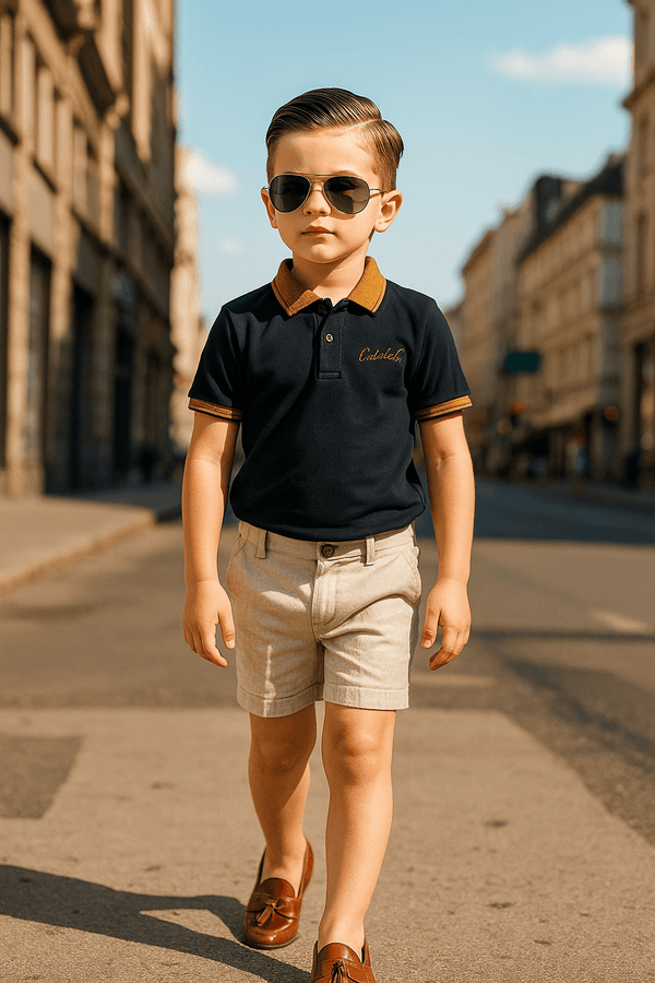 Logo Embroidered Polo - Black - Cute Kids