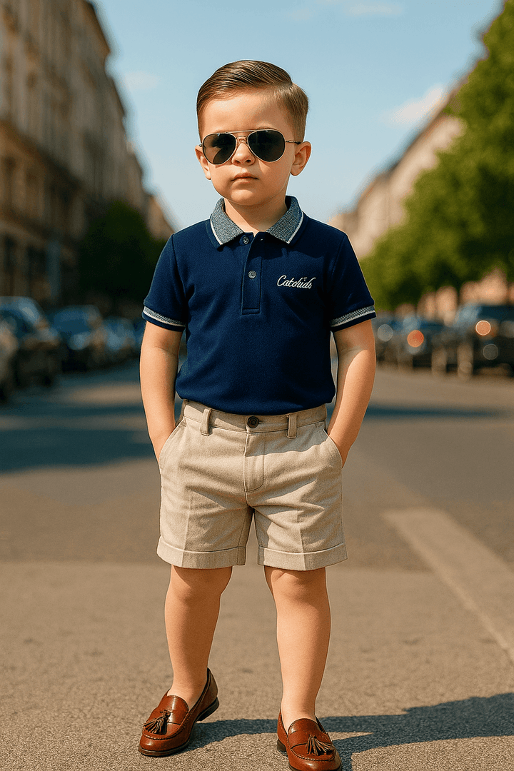 Logo Embroidered Polo-Navy - Cute Kids