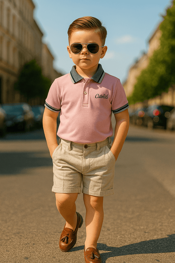 Logo Embroidered Polo - Pink - Cute Kids