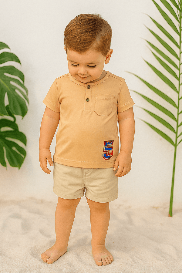 Boys T-Shirt Five - Peach - Cute Kids