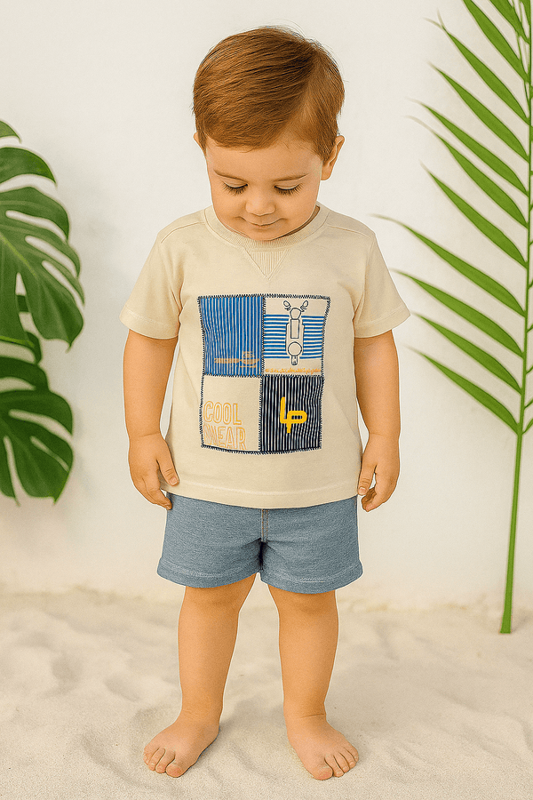 Boys T-Shirt scooter - Cream - Cute Kids
