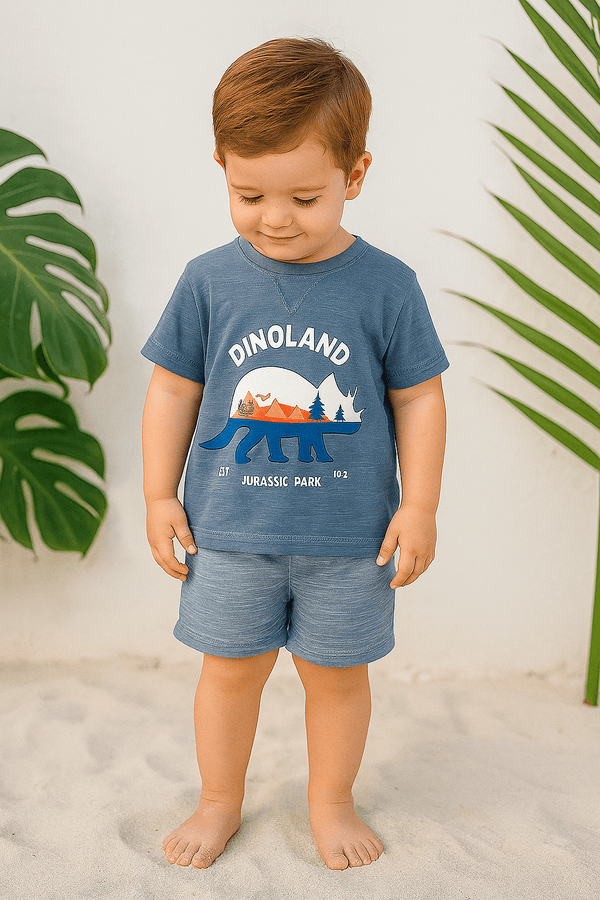 Boys T-Shirt Dinoland - Blue - Cute Kids