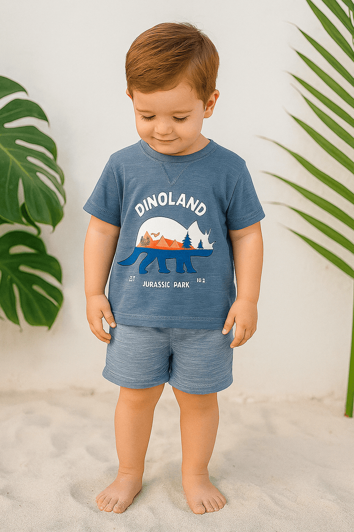 Boys T-Shirt Dinoland - Blue - Cute Kids