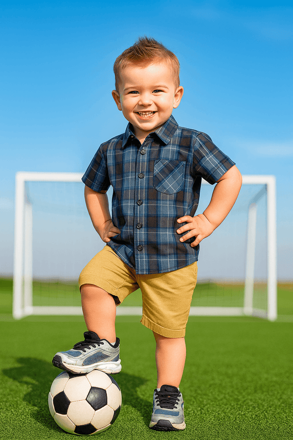 Boys 2 piece Suit - Check & Beige - Cute Kids