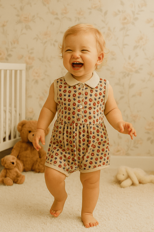 NewBorn Flower Printed Romper - White Rose - Cute Kids