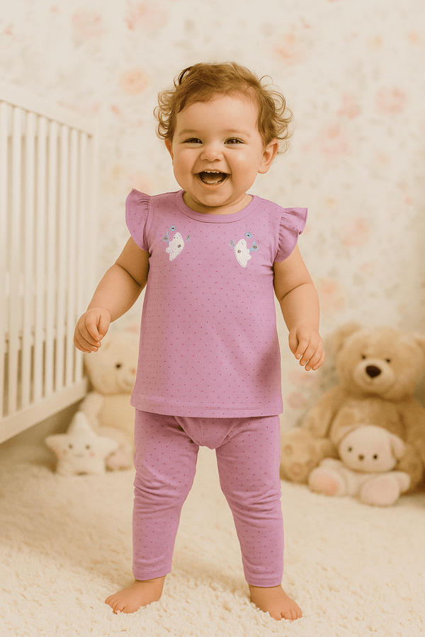 NewBorn Cozy Lavender Delight Night Suit - Cute Kids