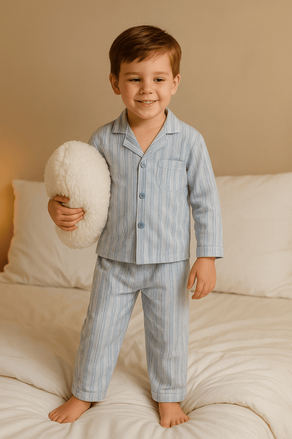 Boys 2 piece Night Suit - Light blue stripe - Cute Kids