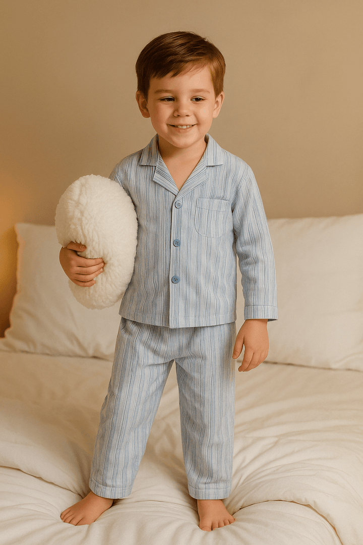 Boys 2 piece Night Suit - Light blue stripe - Cute Kids
