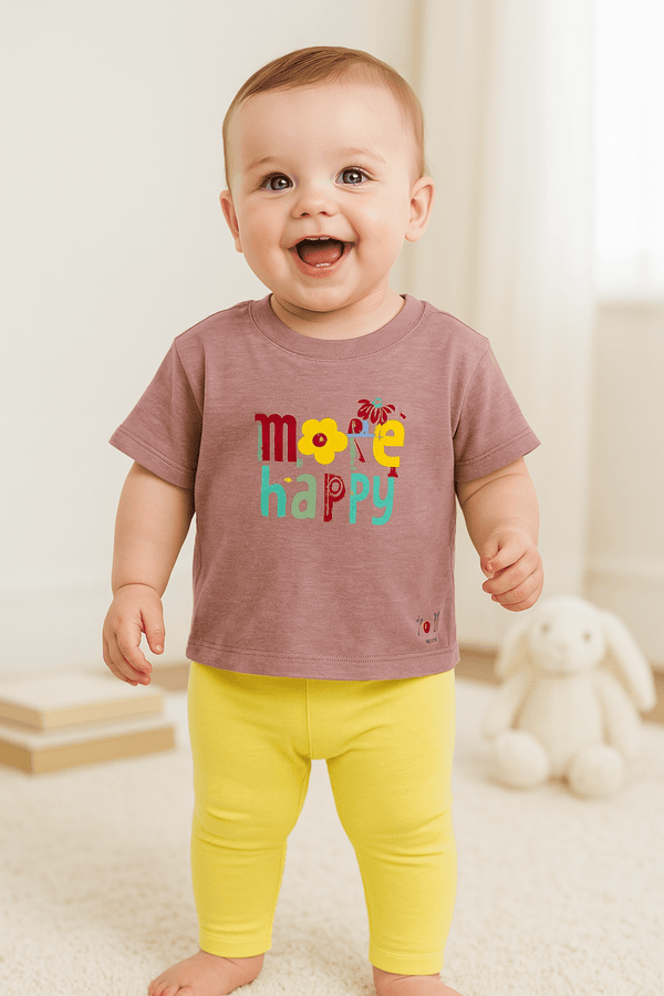 Girl T-Shirt More Happy - Copper Rose - Cute Kids
