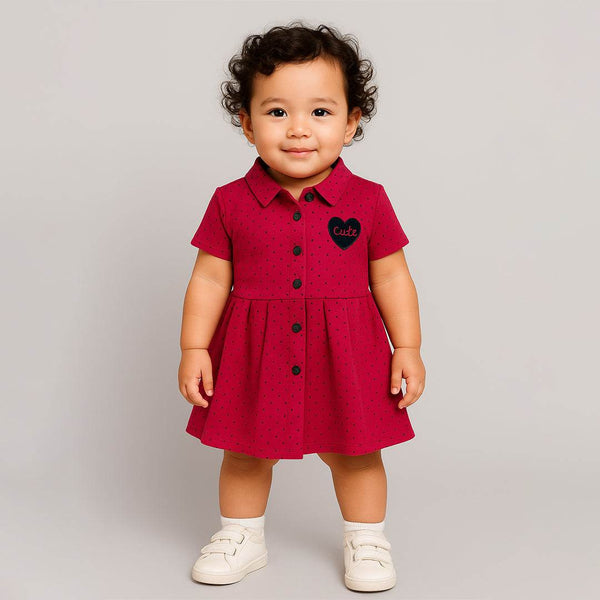 Newborn Polka Dots Frock - Pink - Cute Kids