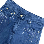 Girls Stone Studded Jeans - Dark Shade