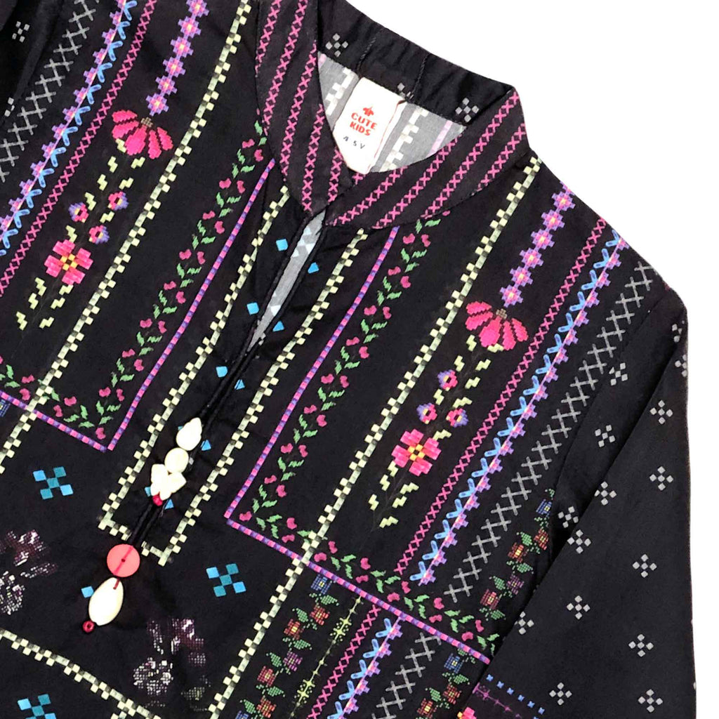 Girls Digital Printed Co-ord Set - Black