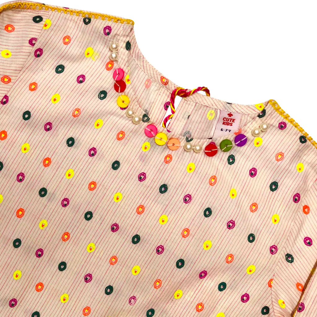 Girls Screen Printed Co-ord Set - Multicolor Circles