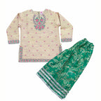 Girls Embroidered Fancy Co-ord Set - Masuri & Mint