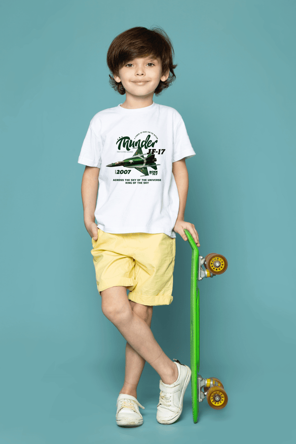 Unisex Thunder Jet JF-17 T-Shirt – White | Flying Legend Edition - Cute Kids