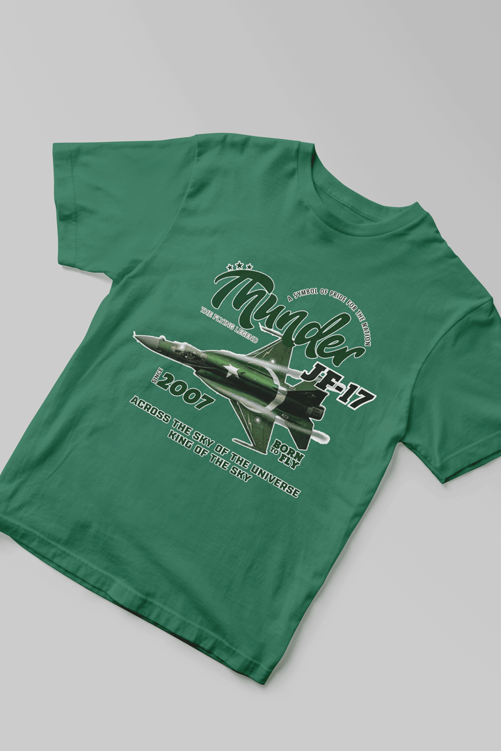 Unisex Thunder Jet JF-17 T-Shirt – Green | Flying Legend Edition - Cute Kids
