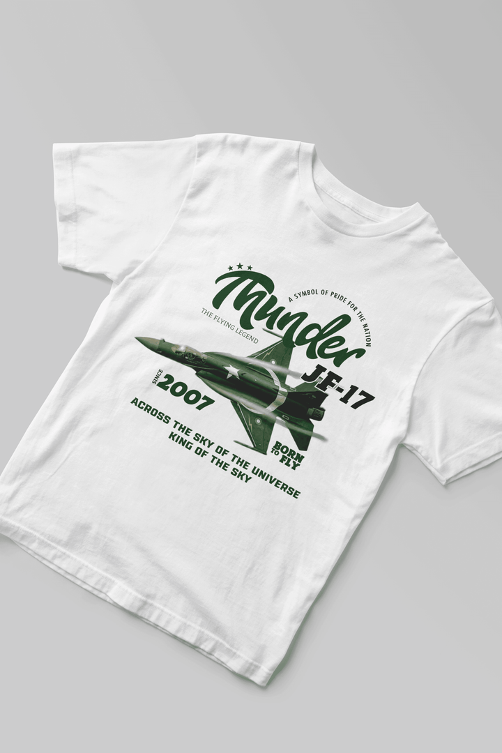 Unisex Thunder Jet JF-17 T-Shirt – White | Flying Legend Edition - Cute Kids