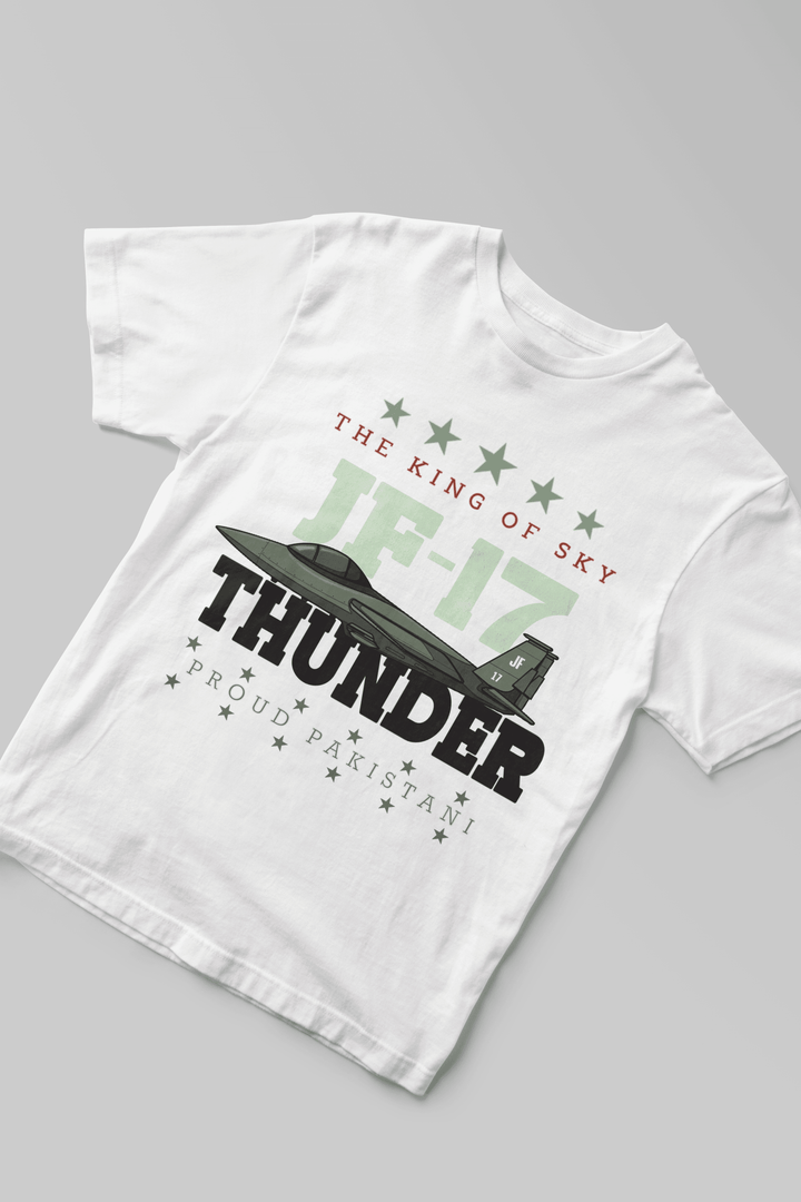 Unisex JF-17 Thunder T-Shirt – White | King of Sky Independence Day Edition - Cute Kids