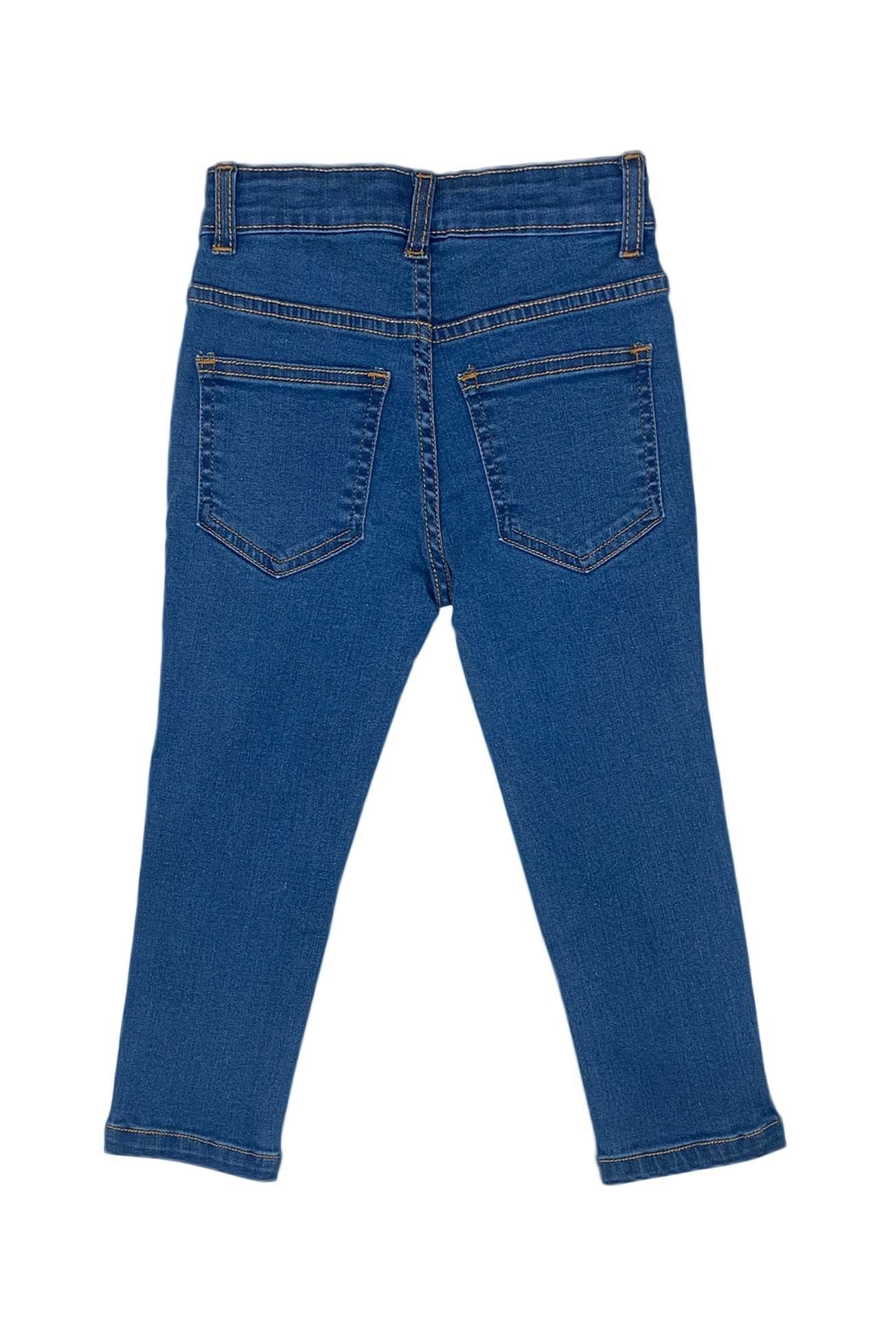 Girls Embroidery Denim Jeans - Mid Wash - Cute Kids
